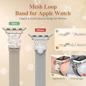Bijoux en argent de mode de luxe Bracelet milanais personnalisé en gros compatible avec les bracelets Apple Watch pour femmes - Product Image 5