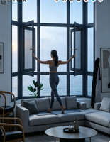 Système de fenêtre à battant en aluminium à rupture de pont thermique, ouverture vers l'intérieur, avec moustiquaire en acier inoxydable, certifié CE, pour hôpitaux et appartements
