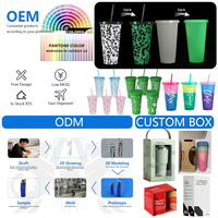 OEM/ODM Gobelet à thé Boba réutilisable à double paroi en plastique avec impression de dessins animés mignons, avec paille et couvercle