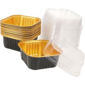 High Grade Microwavable Eco-Friendly Disposable Take Away Square Pudding Dessert Cake Aluminium <b>Foil</b> Cups 300ml Bakery Use - Product Image 1