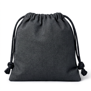 Customized logo Natural <b>Canvas</b> Cotton <b>Drawstring</b> <b>Bag</b> Pouch Small Muslin Black Cloth Double String Dust <b>Bag</b> for Jewely - Product Image 2