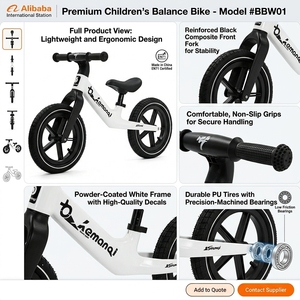 Vélo d'équilibre pour enfants OEM personnalisé de 12 pouces, vente en gros, cadre intégré en nylon, vélo d'apprentissage sans pédales pour tout-petits - Product Image 6