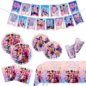 Set per Festa di Compleanno a Tema Anime 'Cartoon Demon Hunter Girl Group' per <span class=keywords><strong>10</strong></span> Ospiti, con Striscione 'HBD', Piatti di Carta e Regali per Fan - Product Image 1