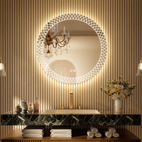 Vente en gros Miroir de bain rond à LED intelligent sans cadre éclairé avec interrupteur tactile Design moderne pour appartement Stock américain