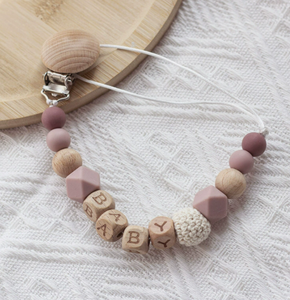 Clip para Chupón de Madera de Haya con Cuentas de Moda, Bola de Ganchillo de Silicona, Soporte para Chupón, Clips para Chupón Personalizados para Bebé, Regalo para Bebé - Product Image 6