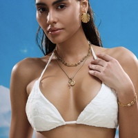 MYNECK EU US UK PROMOTION EXCEPTIONNELLE Collier Chapelet Catholique en Acier Inoxydable Plaqué Or PVD 18 carats, Anti-ternissement, avec Pendentif Coquillage Euraméricain