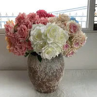 Nouvelles roses artificielles en soie, roses blanches et rouges, bouquet de roses artificielles pour mariage, fête, décoration de la maison, vente en gros
