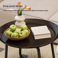 Table basse ronde moderne en fer forgé pour salon et balcon, non extensible, sans assemblage, mobilier de maison