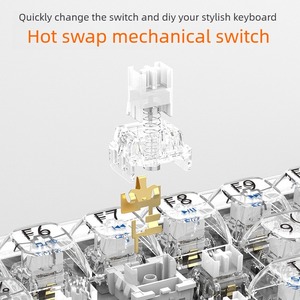 <span class=keywords><strong>Clavier</strong></span> de jeu mécanique transparent <span class=keywords><strong>K60</strong></span> sans fil tri-mode avec bouton rotatif, claviers TKL compacts à échange à chaud pour les joueurs/bureau - Product Image 5