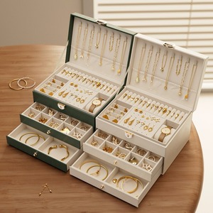 Boîte de présentation pliable élégante en cuir PU personnalisée pour bijoux, bagues, montres et ensembles de bijoux pour femmes et filles, idéale pour les voyages - Product Image 1
