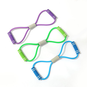 Bande de résistance en forme de 8 avec poignée en éponge, matériau NBR noir, équipement d'entraînement à domicile, poignée antidérapante, unisexe - Product Image 3