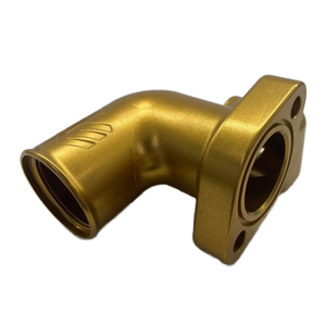Conector de Codo de Aluminio Anodizado en Oro de Alta Precisión, Mecanizado CNC, Piezas de Conexión de Tuberías de Fluido OEM - Product Image 3