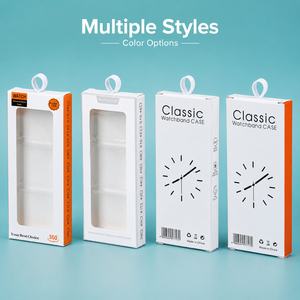 Boîte en papier neutre 3 en 1 pour la vente en gros avec plateau intérieur transparent pour <span class=keywords><strong>Apple</strong></span> <span class=keywords><strong>Watch</strong></span> Huawei Smartwatch, boîte d'emballage - Product Image 3
