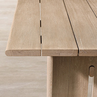 Ensemble de mobilier de jardin populaire pour restaurant, table et chaises d'extérieur en rotin PE et teck massif de luxe