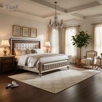 EKAR Zenith Imperial Gepolstertes Bett |   Luxuriöse Neoklassische Champagner-Schlafzimmermöbel |   Foshan Kundenspezifische Fertigungsfabrik