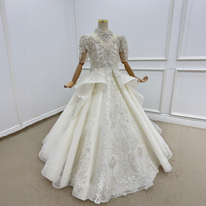 Robe de bal de princesse de luxe Wn1802, longue, bouffante, ornée de perles et de dentelle, 100 % polyester, pour mariage, fête d'anniversaire, Jancemebr - Product Image 4