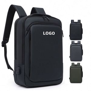 กระเป๋าแล็ปท็อป15.6นิ้วของผู้ชายกระเป๋าเป้สะพายหลังธุรกิจหนังบางกันน้ำเดินทางนักเรียนป้องกันการโจรกรรมกระเป๋านักเรียนพร้อม USB - Product Image 1