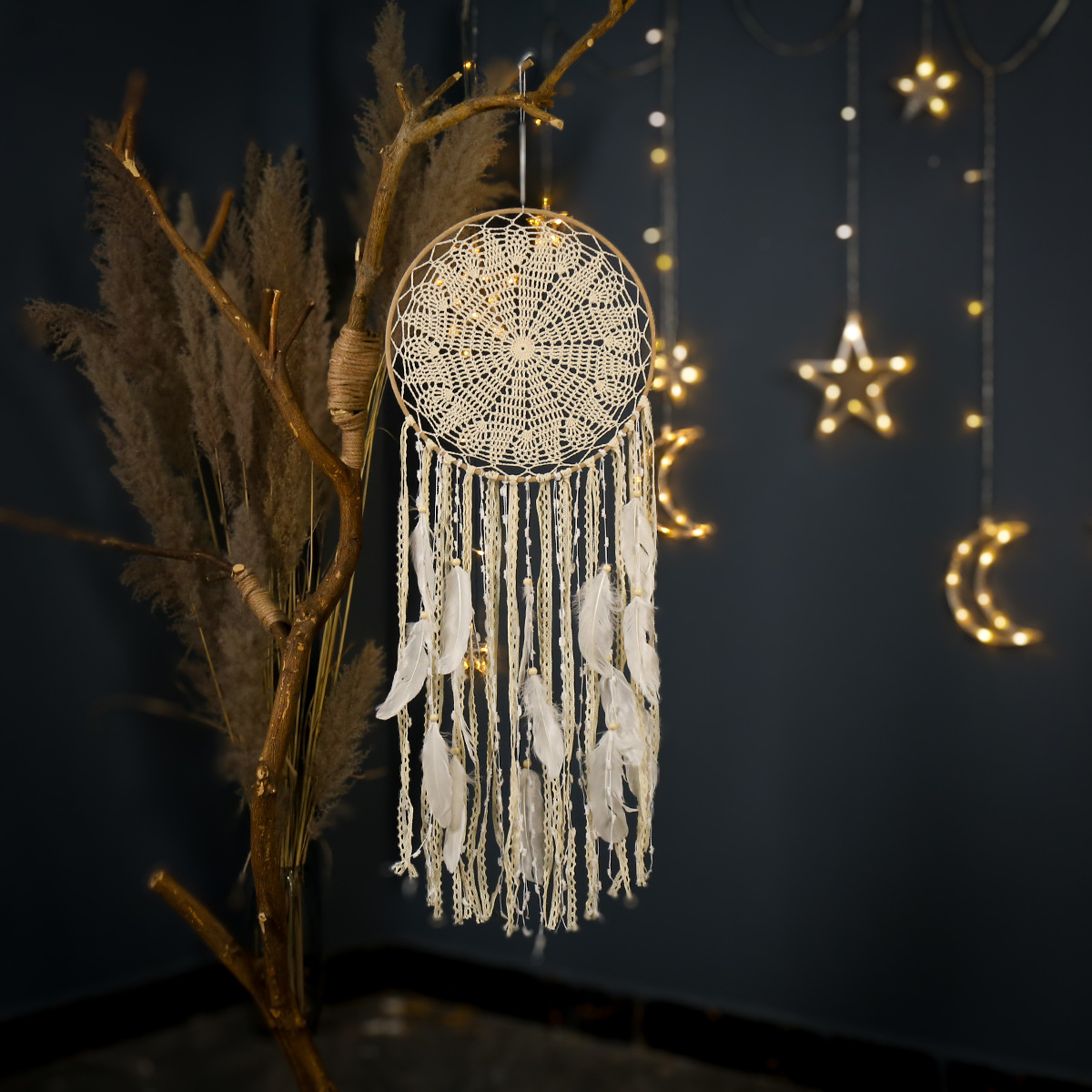 Ins Style Crochet Fleur Tassel Dreamcatcher