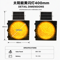 Feux clignotants solaires jaunes sans fil IP65 de 400 mm, personnalisables et de haute qualité, pour la signalisation d'ensembles scolaires et de chantiers
