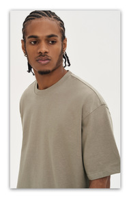 Camiseta de algodón de 280 g/m² de gran tamaño para hombre, estilo casual, color liso, holgada, estilo urbano, novedad 2026 - Product Image 6