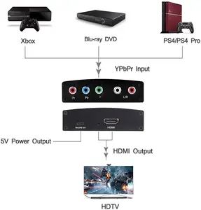 الجملة الجديدة 5 RCA مكون YPbPr إلى محول محول HDMI RGB لتحويل HDMI يدعم 4K فيديو محول صوت محول
