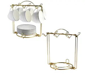 厨房餐厅便宜的金茶杯碟展示架茶杯架茶杯架