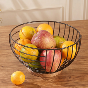 Panier à fruits rond en métal pour la cuisine, 40x40x25cm, design minimaliste durable, conteneur alimentaire à un seul niveau - Product Image 1