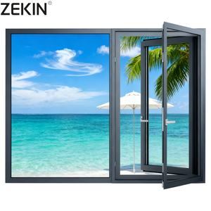 Fenêtre à battants en aluminium ZEKIN NFRC USA, ouverture vers l'extérieur, résistance aux ouragans, isolation thermique, avec moustiquaires - Product Image 1