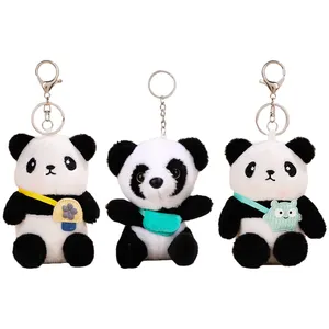 हॉट सेल निर्माता कस्टम कावई पांडा एक छोटे से बैग के साथ आलीशान भरवां खिलौने पशु आलीशान पांडा भालू चाबी का गुच्छा