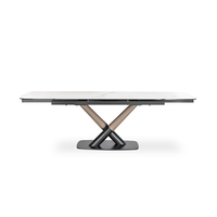 Table à manger rectangulaire rétractable moderne en acier au carbone de couleur personnalisée avec plateau en céramique pour usage hôtelier