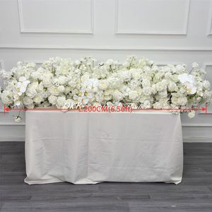 Custom Handmade Silk Flower Roll up 2 meter flower runner white Rose Flower runner Backdrop - Product Image 6