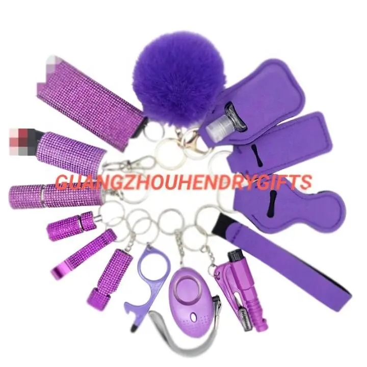 Groothandel Zelfverdediging Sleutelhanger Set Accessoires Levert Spuitfles Behuizing Persoonlijke Veiligheid Alarm Zelfverdediging Sleutelhanger Voor Vrouwen