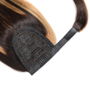 Extensions de <span class=keywords><strong>cheveux</strong></span> humains longs et raides FYD en gros, queue de cheval à clipser pour femmes, postiches queue de cheval - Product Image 4