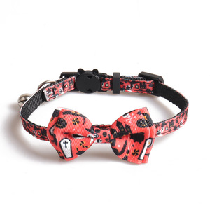 KingHon Productos de Halloween para Mascotas, Collar de Calabaza para Gato con Hebilla de Seguridad, Collar para Cachorro con Lazo Festivo y Campana, Collar Ajustable Pequeño para Mascotas - Product Image 4