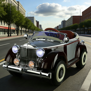 รถของเล่นเด็กขับเคลื่อนด้วยไฟฟ้าสี่ล้อ พร้อมรีโมทคอนโทรล แบตเตอรี่ 12V รุ่นคลาสสิคย้อนยุค - Product Image 2