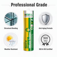 Colle silicone neutre transparente imperméable pour murs extérieurs, étanchéité, carrelages, portes et fenêtres, 300 ml