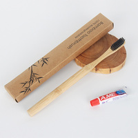Brosse à dents jetable en bambou avec kit de dentifrice pour fournitures d'hôtel et articles de toilette pour invités