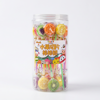 Gemengd fruit gesneden cartoon lolly op stokje, ronde plastic bak, individueel verpakt, groothandel, private label snack
