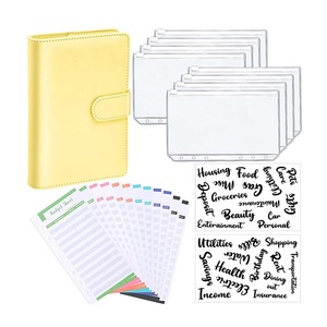 wholesale custom 6 Ring Pu Leather Budget Binder With Cash Envelopes Budget System Binder