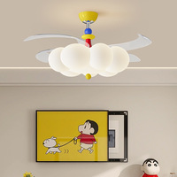 Lampu Kipas Langit-langit LED Krim, Lampu Kipas Tanpa Bilah, Sirkulator Udara Senyap untuk Kamar Tidur Anak-anak, Restoran