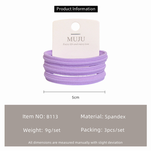 Set di 3 elastici per capelli spessi e altamente elastici, con strisce semplici, non danneggiano i capelli, per coda di cavallo alta, per ragazze e donne - Product Image 5