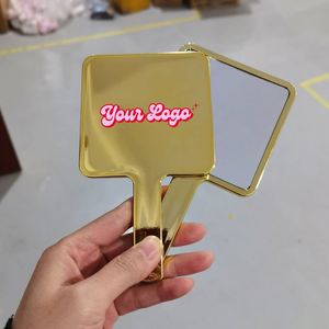 <b>Square</b> Handheld Makeup <b>Mirror</b> Metallic Gold <b>Mirrors</b> Rose Gold <b>Mirrors</b> Makeup Vanity <b>Mirror</b> with Handle Hand <b>Mirror</b> for Women - Product Image 1