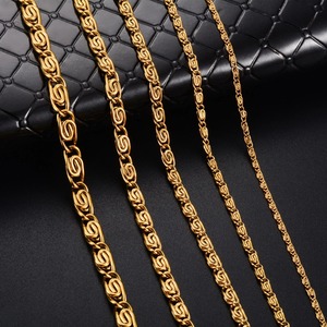 Collier long en acier inoxydable couleur or, chaîne à maillons trombone, pour femmes, hommes, style hip-hop, accessoires de bijoux en métal - Product Image 1