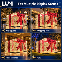 Boîte cadeau carrée lumineuse de 3m de haut, 280cm de large et 280cm de profondeur avec cadre en aluminium pour motif lumineux de Noël