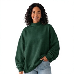 Casual Wear Women's Blank Mock Neck Lightweight Knitted <b>Fleece</b> <b>Sweatshirt</b> 340GSM Windproof Breathable Solid Pattern Pullover - Product Image 1