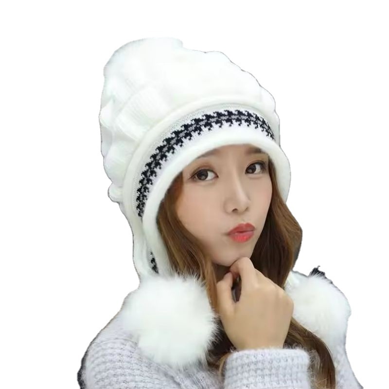 Women\'s Winter Knit Beret Hat Rabbit Hair French Warm Casual Beanie Hat White AICHUAN Women Winter Knit Beret Hat Rabbit Hair French Style  main image 3