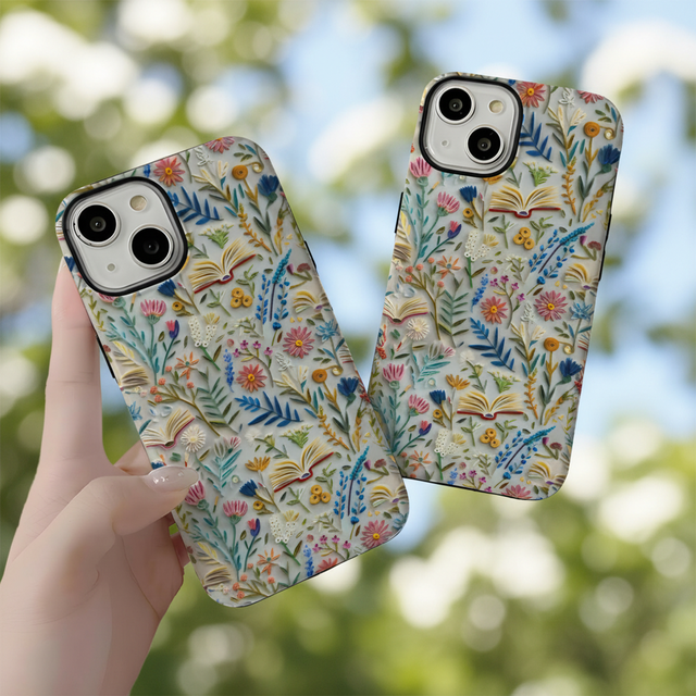 Glossy Cute Creative Phone Case TPU PC Embroidery Flower Back Cover Girlish  Coque for Women for Iphone12 11 13 14 15 16 17Air