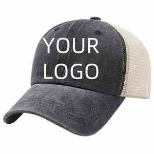 Vintage Washed Cotton Baseball Cap Distressed Embroidered Mesh Duckbill <b>Hat</b> With Soft Structured Crown <b>for</b> Sun Protection - Product Image 1