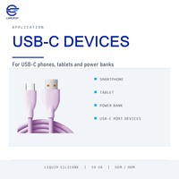 Kabel USB C Silikon Cair LUNGKAY 5V 3A OD 4.2mm Tembaga Berlapis Timah untuk Pengisian Daya Ponsel Tablet Pabrik OEM ODM