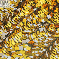Tissu brodé Nanyee à sequins carrés superposés 9 mm or et beige effet ombré pour vêtements de danse de mariage pour filles